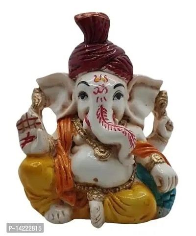Mini Lord Ganesha Idol for Car Dashboard | Ganpati ji Figurine with Golden Dhoti for Mandir, Office, Home Decor, Table (1 Pc, Multicolor)