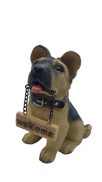 Mini Dog Showpiece Holding welcome plate Door Entrance Decoration, Car Dashboard, House Warming Gifts for New Home House Warming Party Living Room, Home, Office, Garden Decor (Pack of 1, Coffee)-thumb4