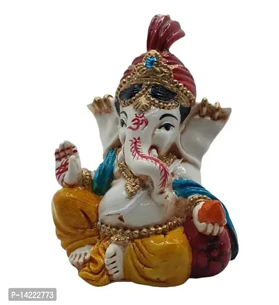 Mini Lord Ganesha Idol for Car Dashboard | Ganpati ji Figurine for Mandir, Office, Home Decor, Table (1 Piece, Multicolor)-thumb3