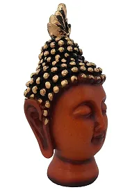 Mini Lord Buddha Face Statue Polyresin Showpiece | Lord Gautam Buddha Face Head Decorative Showpiece for Living Room, Bedroom, Office Decor, House Warming (Pack of 1, 13 cm), Brown-thumb1