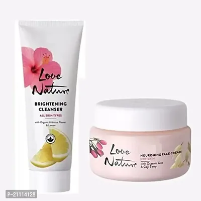 oriflame love and nature Brightening cleanser and Nourishing face cream Combo-thumb0