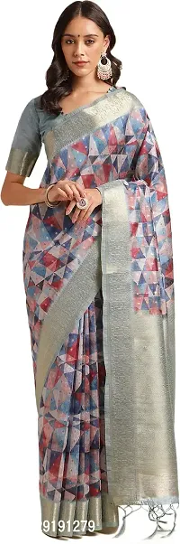 Stylish Organza Saree with Blouse piece For Women-thumb0