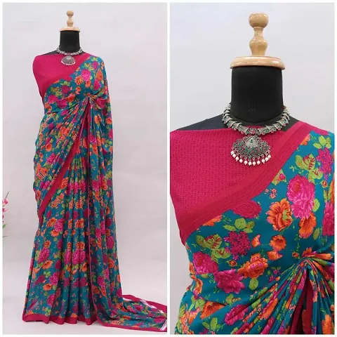 Stylish Georgette Saree with Blouse piece For Women