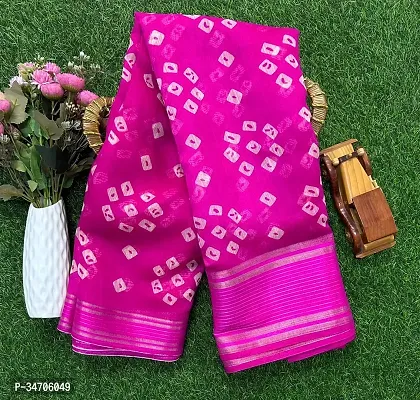 Elegant Pink Cotton Blend Printed Saree With Blouse Piece For Women-thumb0