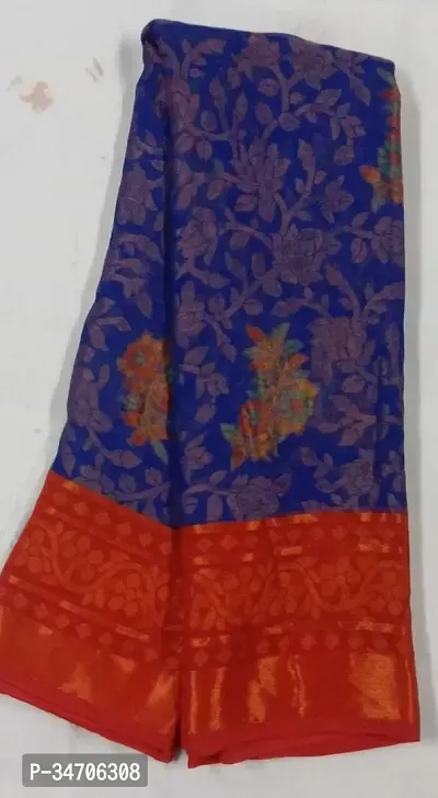 Elegant Multicoloured Chiffon Printed Saree With Blouse Piece For Women