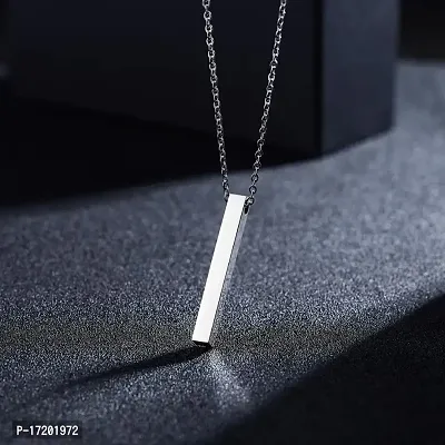 Soni jewellery Men's Jewellery 3D Cuboid Vertical Bar/Stick Stainless Steel Locket Pendant Necklace for Boys and Men d15-thumb4