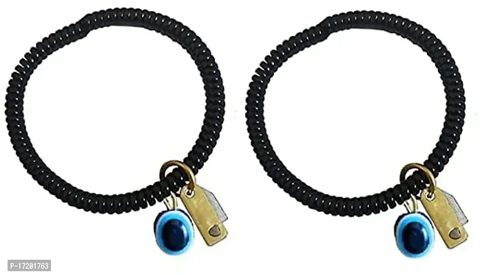 Soni Jewellery Nazar Battu Evil Eye Knife Bracelet Free Size for Men and Women | Stylish and Trendy Evil Eye Bracelet Nazar Battu Black Beaded.