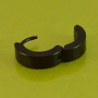 Soni Jewellery Stainless Steel Black Hoop Huggie Earrings For Men Boys-thumb4