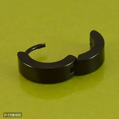 Soni Jewellery Stainless Steel Black Hoop Huggie Earrings For Men Boys-thumb5