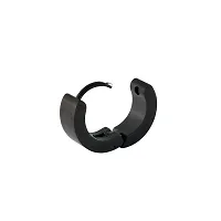 Soni Jewellery Stainless Steel Black Hoop Huggie Earrings For Men-thumb2