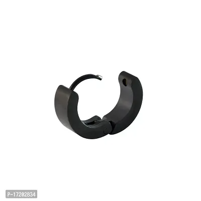 Soni Jewellery Stainless Steel Black Hoop Huggie Earrings For Men-thumb3