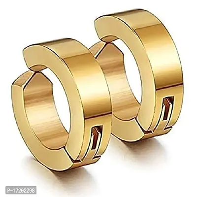 Soni Jewellery Men's Earring non piercing Golden Huggie Ear Studs Metal Jewelry for Boys Clip on Style