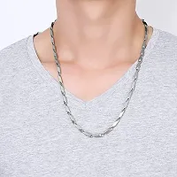 Soni Jewellery Men's Double Coated Popular Latest Style Stainless Steel Silver Neck Chain For Boys and Men-thumb2