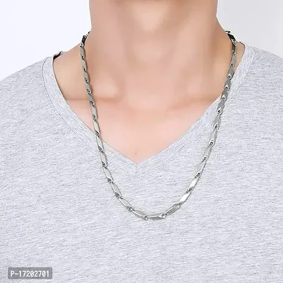 Soni Jewellery Men's Double Coated Popular Latest Style Stainless Steel Silver Neck Chain For Boys and Men-thumb3