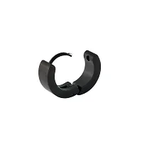 Soni Jewellery Stainless Steel Black Hoop Huggie Earrings For Men Boys-thumb2