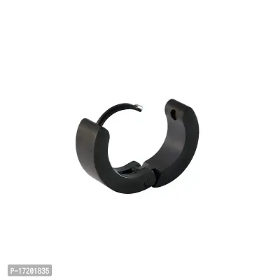 Soni Jewellery Stainless Steel Black Hoop Huggie Earrings For Men Boys-thumb3