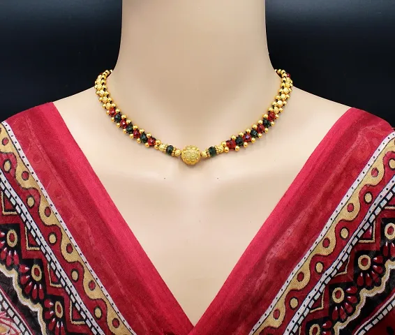 Ethnic Marathi Golden Brass Mangalsutra for Women