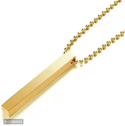 Soni Jewellery Stainless Steel gold necklace vertical bar pendant bar necklace for men Gold-plated, Rhodium Stainless Steel, Titanium, Alloy-thumb0