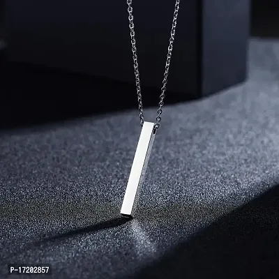 Soni Jewellery Men's Jewellery 3D Cuboid Vertical Bar/Stick Stainless Steel Locket Pendant Necklace for Boys and Men d-8-thumb2