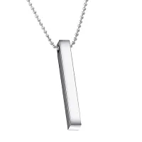 Soni Jewellery pendant for men boyfriend gents boys man Long Chain Vertical Bar Stick Stainless Steel Silver Locket black Pendant Necklace gym Boy girls women unisex Valentine Platinum Stylish d-1-thumb3