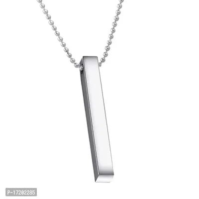 Soni Jewellery pendant for men boyfriend gents boys man Long Chain Vertical Bar Stick Stainless Steel Silver Locket black Pendant Necklace gym Boy girls women unisex Valentine Platinum Stylish d-1-thumb4