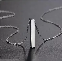 Soni Jewellery Stainless Steel 3D Cuboid Vertical Bar/Stick Locket Pendant Necklace Silver Stainless Steel Locket-thumb2