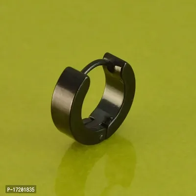 Soni Jewellery Stainless Steel Black Hoop Huggie Earrings For Men Boys-thumb4