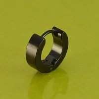 Soni Jewellery Stainless Steel Black Hoop Huggie Earrings For Men-thumb3