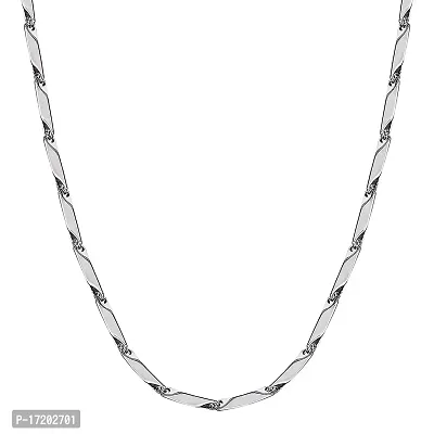 Soni Jewellery Men's Double Coated Popular Latest Style Stainless Steel Silver Neck Chain For Boys and Men-thumb0
