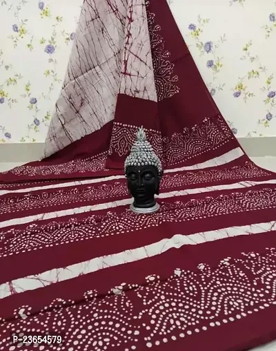 Elegant Maroon Cotton Saree with Blouse piece For Women