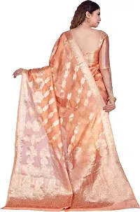 Elegant Orange Organza Saree with Blouse piece-thumb1