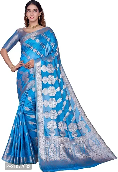 Elegant Blue Organza Saree with Blouse piece