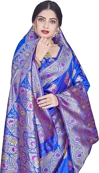 Elegant Blue Silk Blend Saree with Blouse piece-thumb2