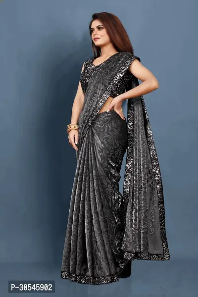 Fancy Lycra Bollywood Embroidered Saree With Blouse-thumb3