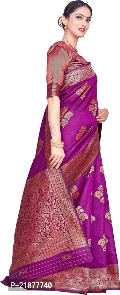 Elegant Magenta Art Silk Saree with Blouse piece-thumb5