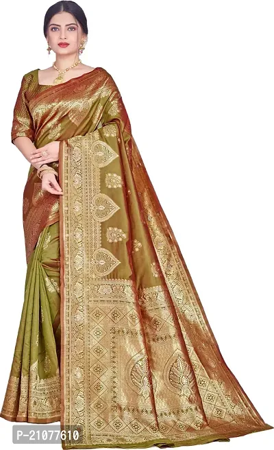 Elegant Dark Green Silk Blend Saree with Blouse piece