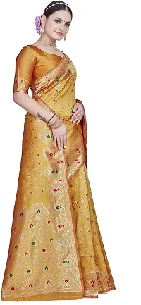 Elegant Golden Art Silk Saree with Blouse piece-thumb4