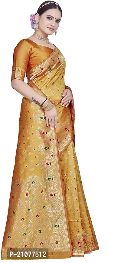 Elegant Golden Art Silk Saree with Blouse piece-thumb5