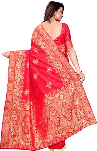 Elegant Red Cotton Blend Saree with Blouse piece-thumb3