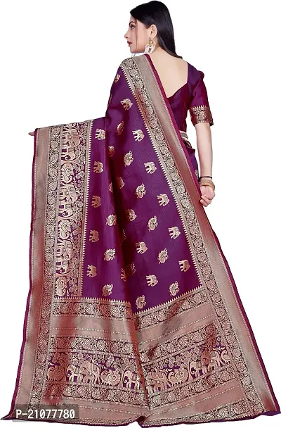 Elegant Purple Art Silk Saree with Blouse piece-thumb2