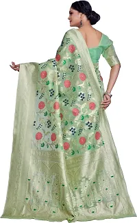 Elegant Light Green Linen Saree with Blouse piece-thumb1