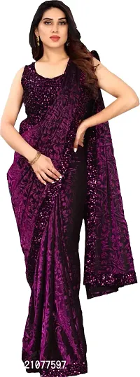 Elegant Magenta Net Saree with Blouse piece-thumb0