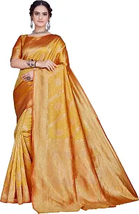 Elegant Golden Silk Blend Saree with Blouse piece-thumb3