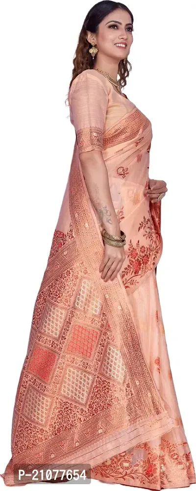 Elegant Orange Linen Saree with Blouse piece-thumb5