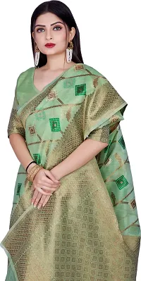 Elegant Light Green Linen Saree with Blouse piece-thumb2