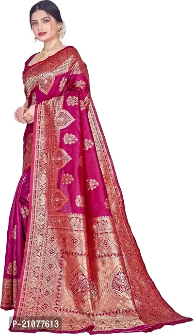 Elegant Purple Silk Blend Saree with Blouse piece-thumb4