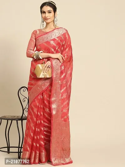 Elegant Red Net Saree with Blouse piece-thumb0