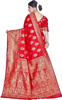 Elegant Red Silk Blend Saree with Blouse piece-thumb1