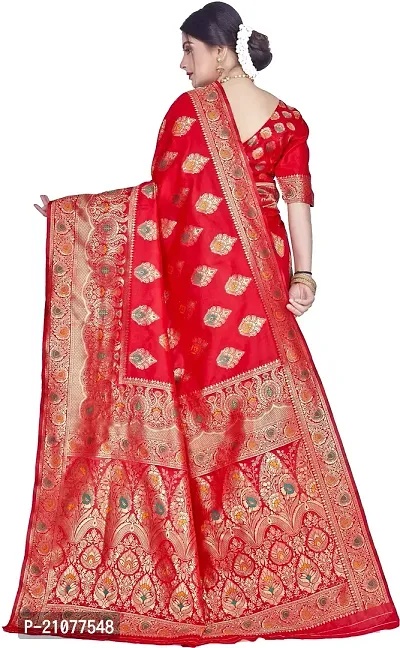 Elegant Red Silk Blend Saree with Blouse piece-thumb2