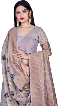 Elegant Grey Linen Saree with Blouse piece-thumb2